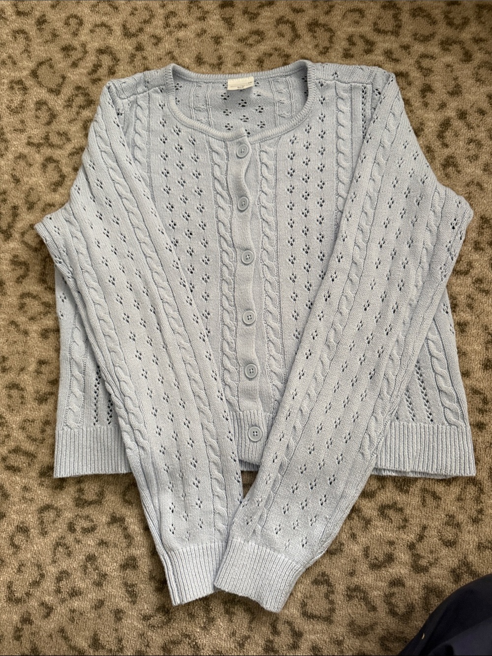 abercrombie kids Light Blue Open-Knit Button Cardigan
